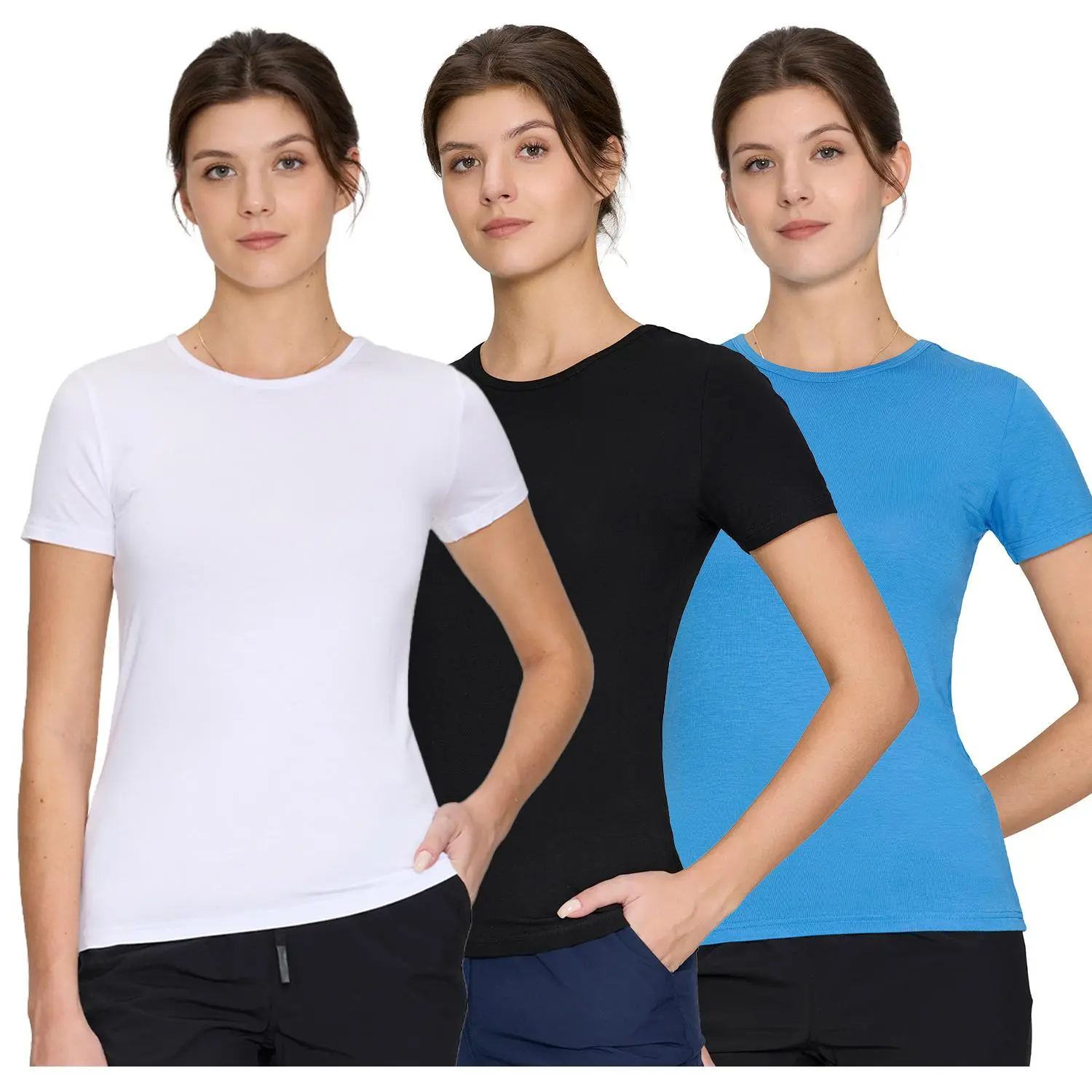 Underscrub Short Sleeve Women - Round Neck Scrubs Undershirt Soft Stretch T-Shirt Womenswear Summer Everyday Fit summervibes Black Casual
