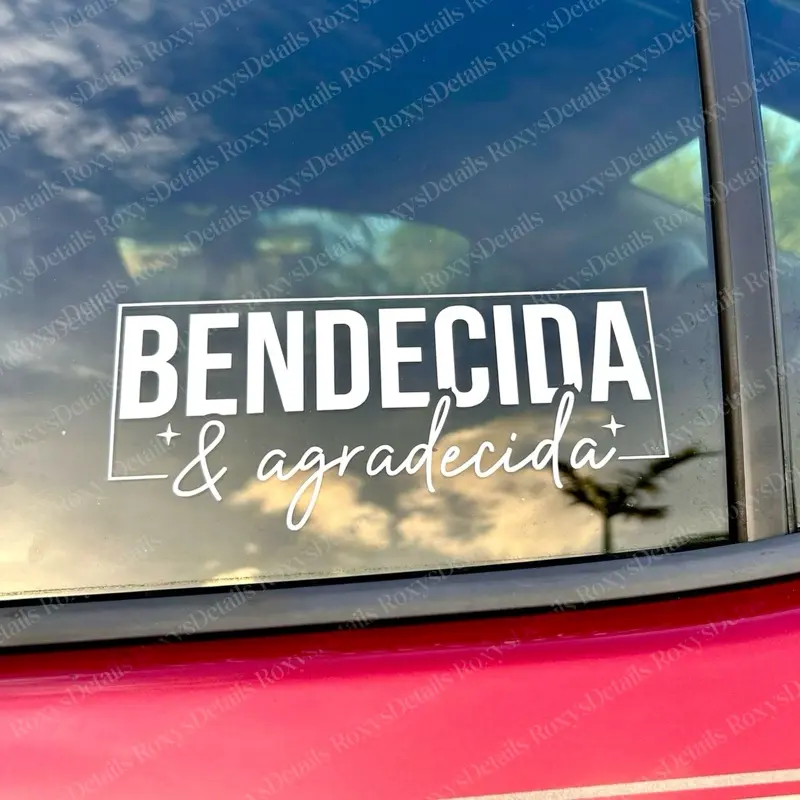 Bendecida & Agradecida Adhesive Decals - Waterproof, Weather-Resistant, 7"x3.5" Strong Adhesive Stickers for Adults (DIY Scrapbooking & Stamping Supplies)