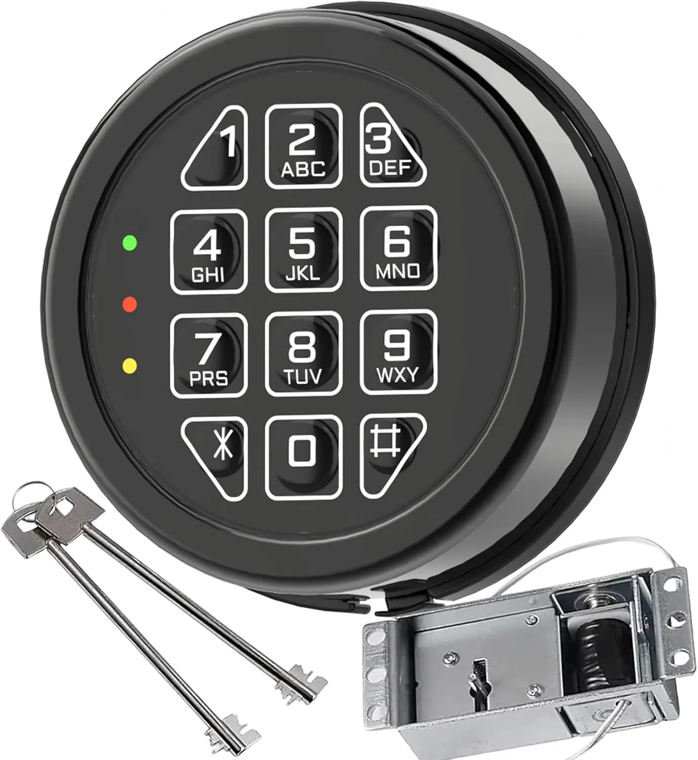 La Macaza Chrome-Zinc High-Security Electronic Keypad Door Lock Replacement Kit - Solenoid, 2 Override Keys, Alarm and Anti-Theft, Default Settings, Fireproof Safe Locks for Coin-Operated Safes, Security Cabinets, Keypad Kit, Anti-Theft Alarm, Door Locks