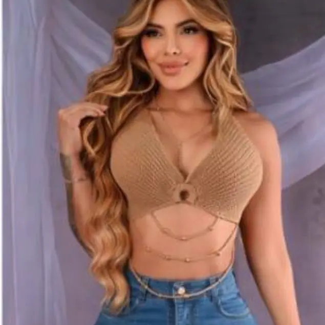 Crochet Crop Top with Beads Hanging 100% Colombian and Beautiful Iful for Women Short Womenswear Sleeveless