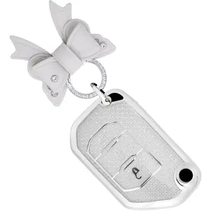 HIBEYO 3 Buttons TPU Crystal Key Fob Cover Fit for Jeep Wrangler JL JLU Gladiator 4XE 2018-2021 Accessories Smart Remote Auto Key Case Fit for Jeep Protector-3 Button Silver
