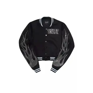 Beunca Black Rhinestone Varsity Jacket
