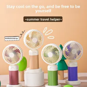 New Handheld Fan Three Speed Adjustable Large Wind Portable USB Charging Fan, Small Compact Desk Fan, Four Colors Available, Cute Cartoon Design