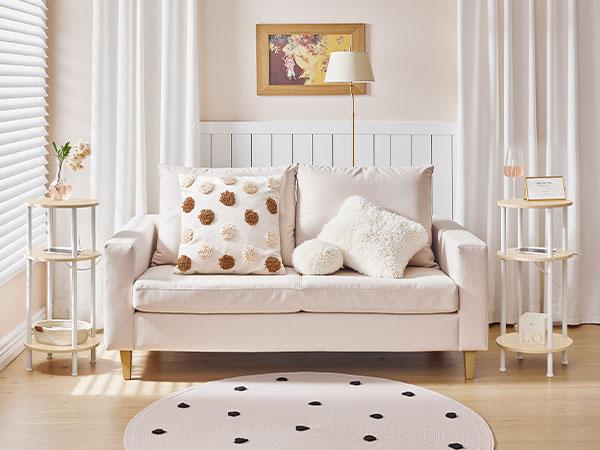 HOOBRO Small Round Side Table, 3-Tier Compact Sofa End Table with Charging Station, Circle Bedside Table Nightstand with Storage, for Small Space, Living Room, Bedroom, Rustic Brown