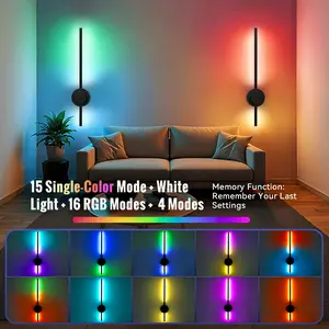 Rechargeable Wall Sconces Set of 2, Wireless Lights with Remote & Touch Control, 360° Adjustable, 3 Color Temps + RGB 16 Colors, Timer, No-Wire Install, Bedroom, Living Room, TV Wall, Hallway Lighting