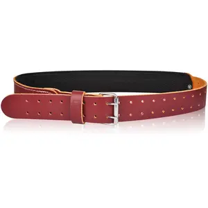 Trutuch Maroon Leather Foam Padded Work Belt 2.5" | Work Tool Belt | Tool Pouch Belt | Leather Work Belt | Tool Bag Belt | Tool Belts