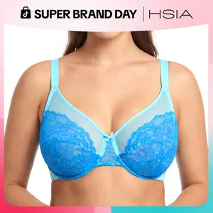 HSIA Enchante Floral Lace Underwire Unlined Unpadded Non-Padded Minimizer Plus Size Full Coverage Bra