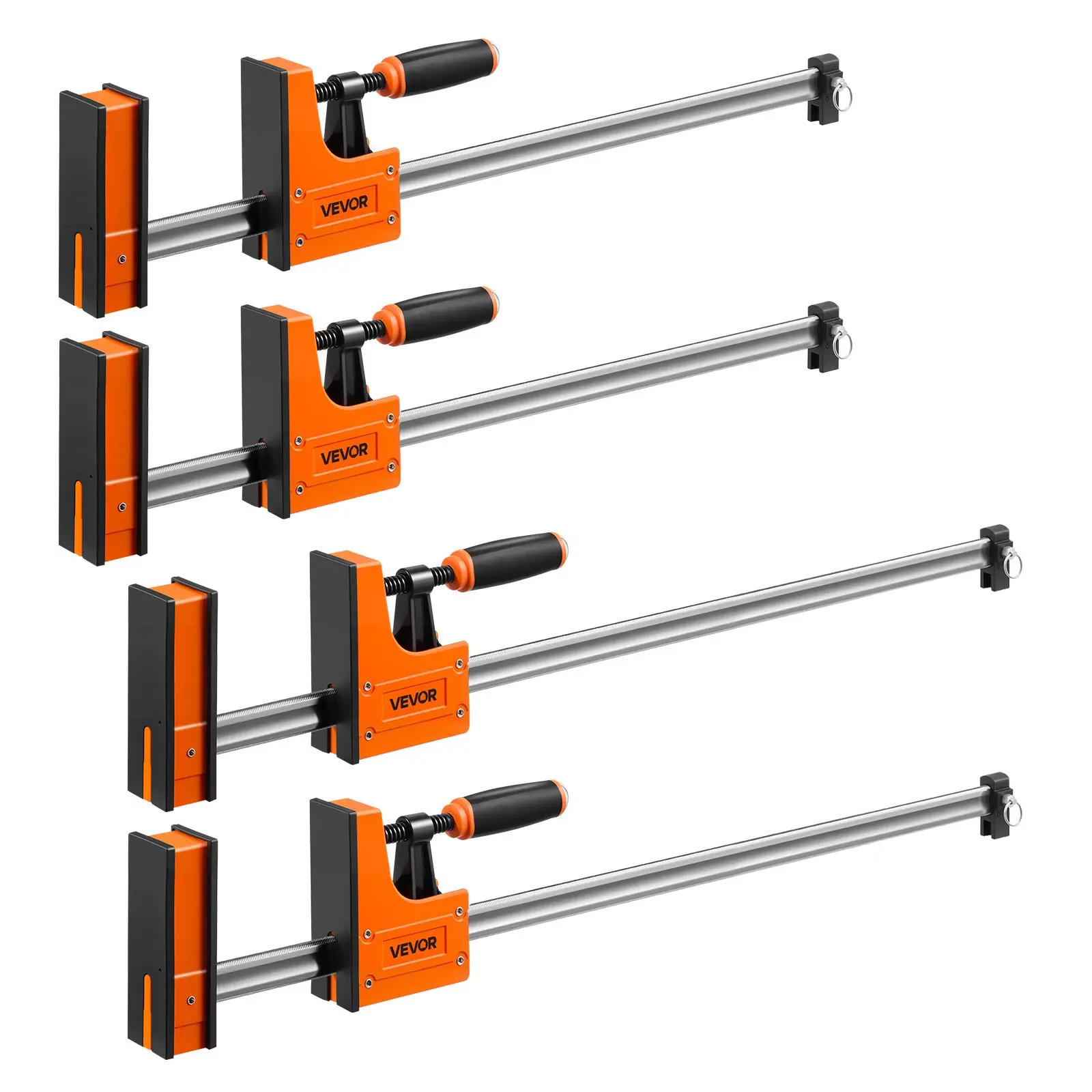 【Summerfinds】VEVOR 4-Piece F-Style Bar Clamps - 24in & 31in Heavy Duty Secure Upgraded, 1100 lbs Clamping Force, 2-in-1 Design, PA6 Handles, Parallel Soft Rubber Pads, Carbon Steel Bar for DIY Woodwork Projects