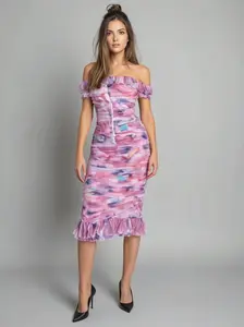Violeta multicolor mesh midi dress