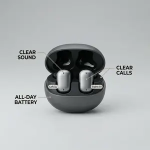 Fluffdrip YXG-13 True Wireless Earbuds: Ultra-Lightweight Comfort-Fit Ergonomic In-Ear Headphones, Stunning Pebble Aesthetic Design, Crystal Clear Balanced Stereo Sound, Easy Smart Touch Control & Auto Pairing Bluetooth 5.3, Trendy and Compact.