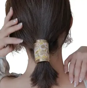 Elegant Embroidered Ponytail Hair Clip - High-End Metal-Backed, Hairband-Style Fashion Accessory for Women