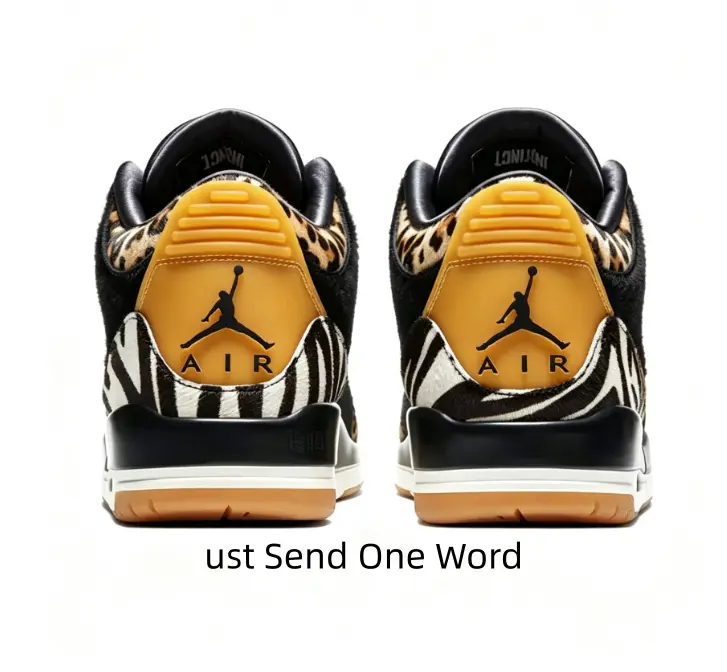 Brand New Sealed Unisex Yellow Collar Leopard Zebra Spliced Lace Up Mid Top Hip Hop Basketball Shoes Anti Slip Rubber Air Cushion Sole Thick Wrap Tongue Court Gym Versatile Retro Street Sneakers