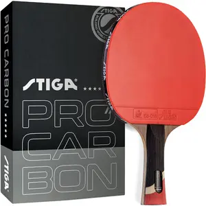 STIGA Pro Carbon Performance-Level Table Tennis Racket with Carbon Technology for Tournament Play - Red and Blue Colors STIGA