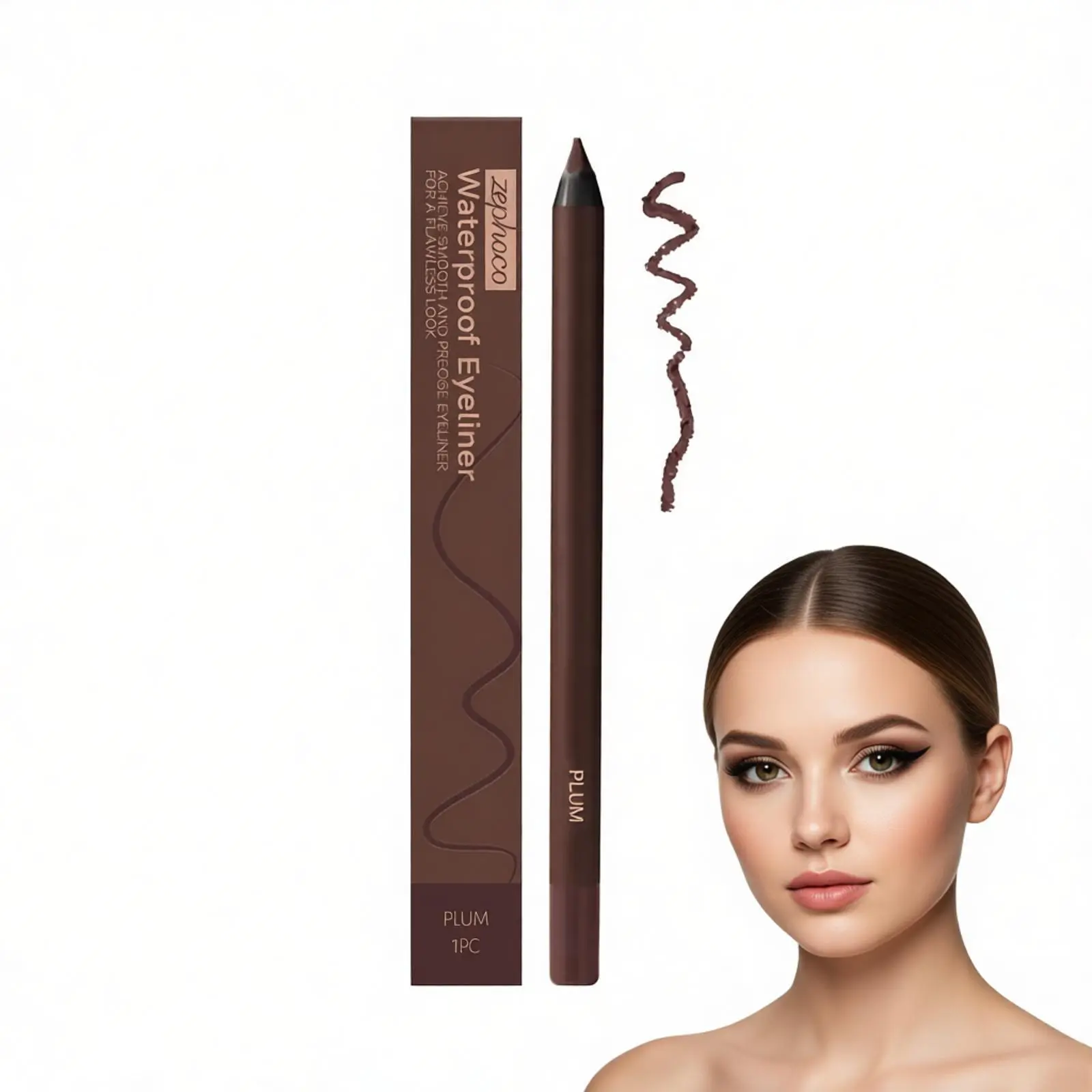 24HR Waterproof Eyeliner Pencil in Plum Wine, Long-Lasting & Smudge-Proof Gel Cosmetic for Sensitive Eyes - Flawless Makeup, 14.15Cm, Sensitive Eyes Eyeliner, Paraben-Free, Upper Lashes, Winged Liner Eyeliner, Removable Eyeliner