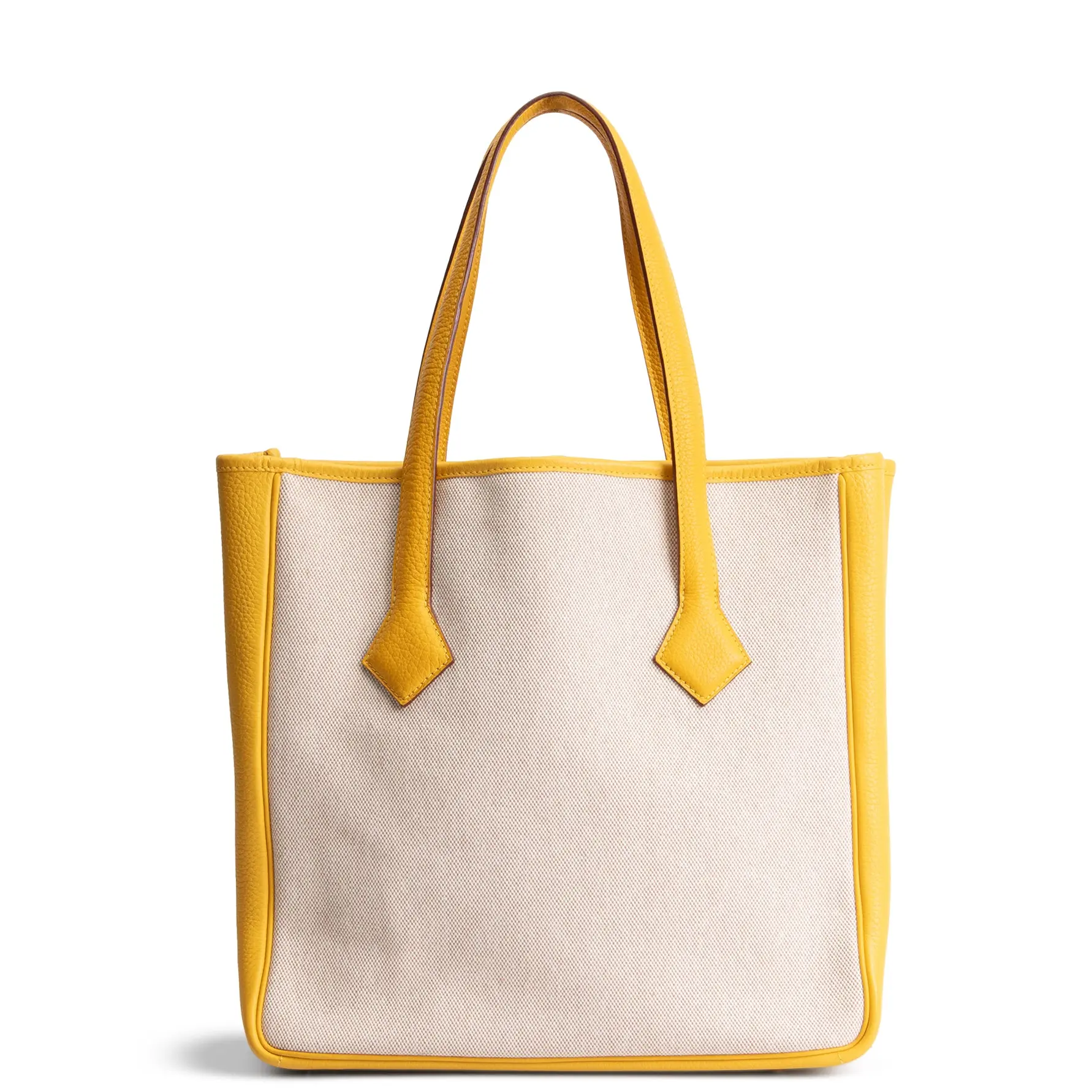 Pre-owned Hermés Toile Canvas w/ Clemence Leather Trim Shoulder Bags HERMES Toile Victoria II Cabas Tote 35 Soleil