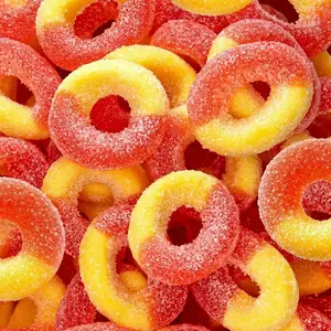Peach Rings Gummy Candy 1-Pound Bag | Classic Sweet and Sour Candy | Soft Peach Gummies for Snacking, Dessert Topping & Buffet Tables | Chewy Gummy Rings
