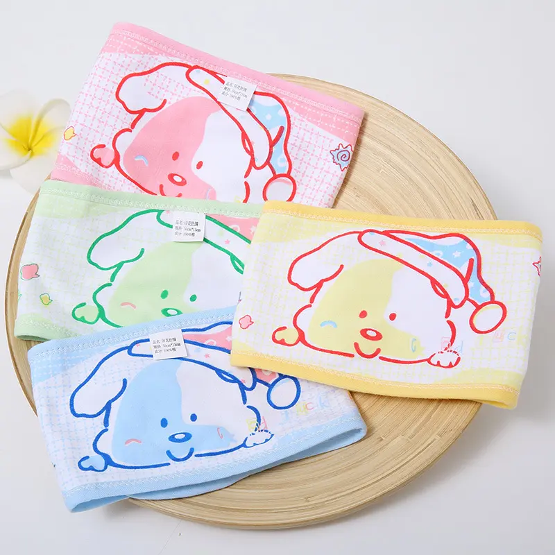 4 Pack Baby Belly Button Bands – Soft Cotton Umbilical Cord Belly Wraps with Cute Cartoon Patterns, Breathable Unisex Infant Belly Bands for Newborns 0–12 Months