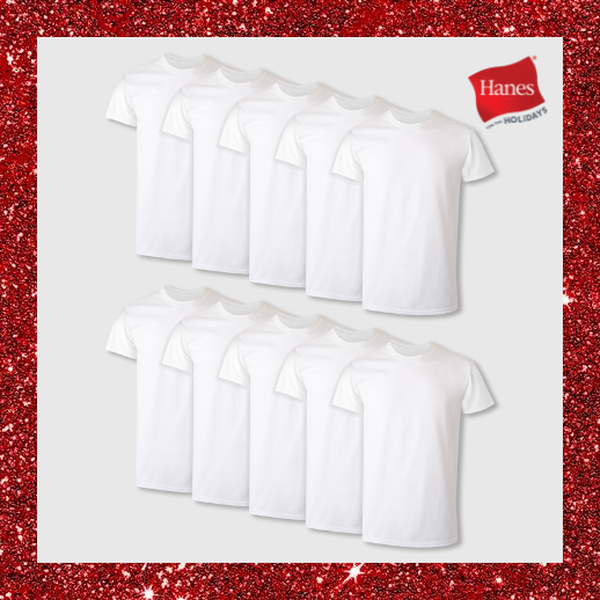 Hanes Men's Cotton Undershirt Super Value Pack Moisture-wicking White 10-pack Underwear Multi Comfortable Fit Soft Stretch Fabric Breathable 2135z0