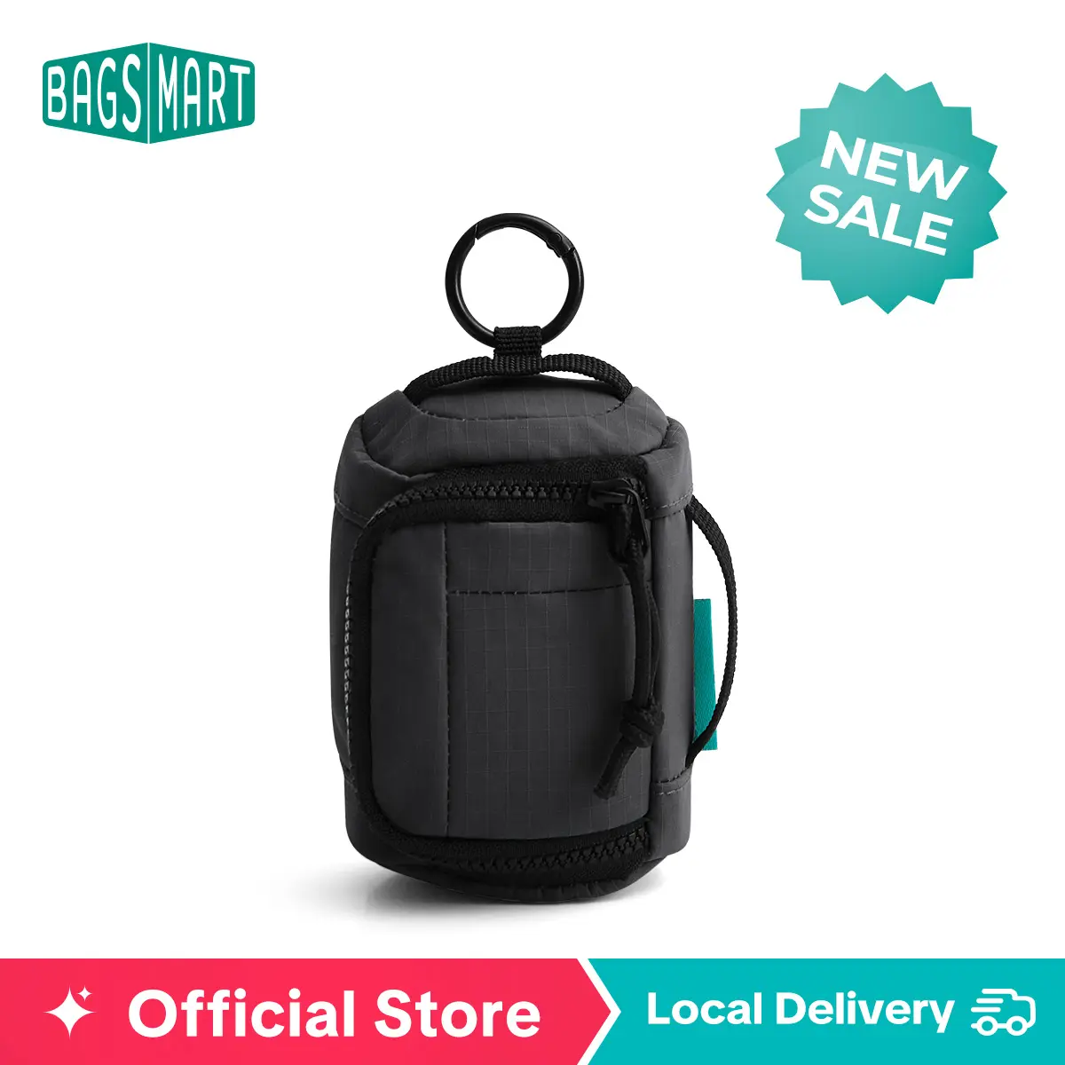 【New In】BAGSMART Blast AirPods Holder Bag - 100% Nylon, Level 3 Splash-Proof, Padded Interior, Zippered Compartment, Integrated Loop, Compact Cube Design tiktokshopbacktoschool