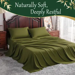NTBAY Bamboo Sheet Set, Cooling & Breathable Bedding, Temperature Regulating, Soft Eco-Friendly Bamboo Blend, Hotel Quality Sheets
