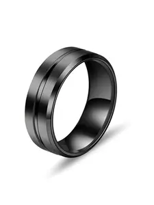 Combination Wedding Ring Set Matte Polished Titanium Steel, Stress Relief Rotating Design, Unisex Fashion Accessory