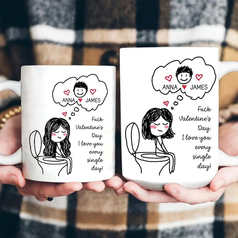 Funny Couple Mug, Custom Name Toilet Love Cups, I Love You Every Day Gift, Valentines Day Gift for Him Her, Personalized Mugs