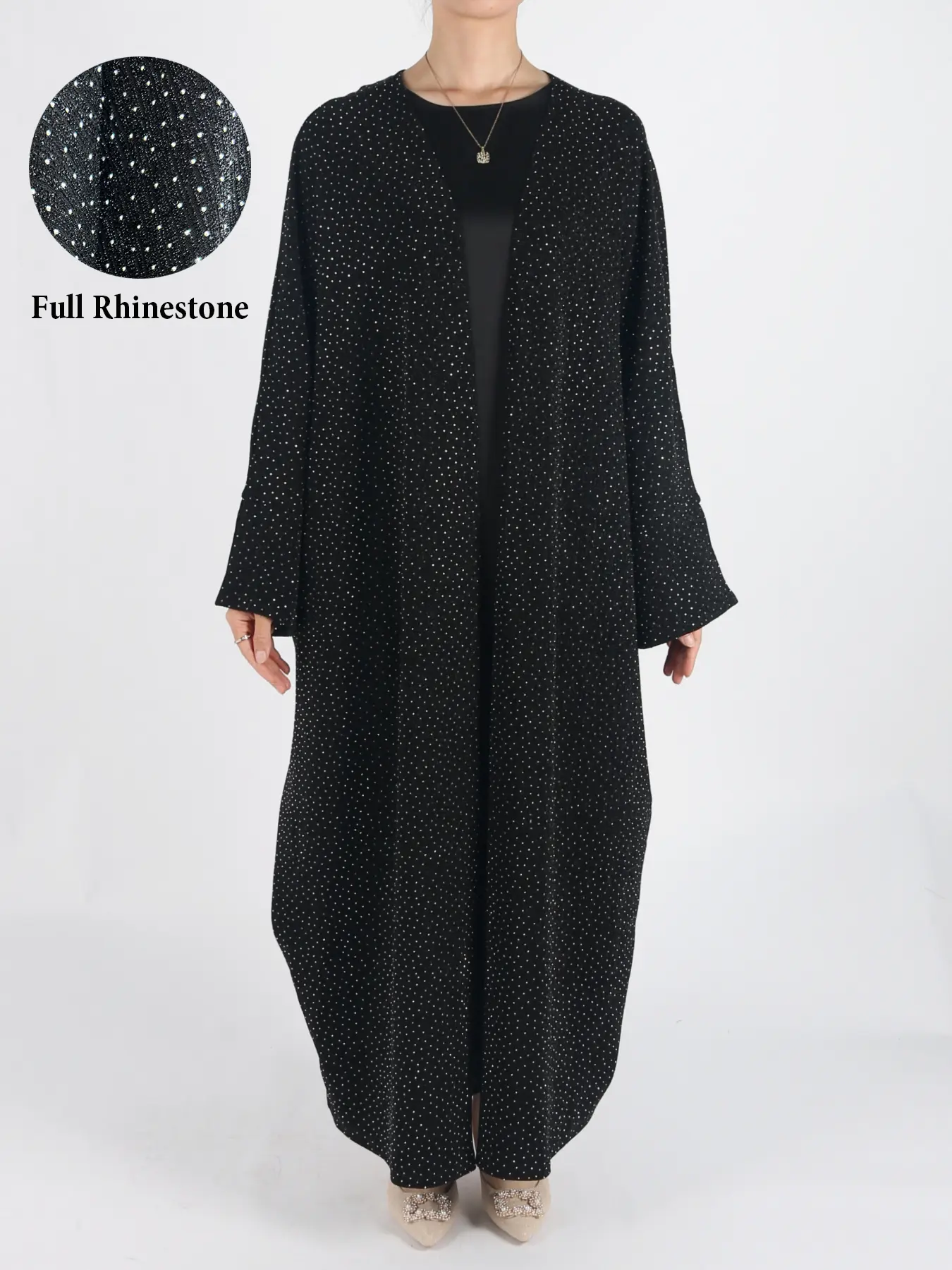 Women's Long Coat Full Rhinestone Luxury Statement Party Loose Fit Long Sleeves, Elegant Holiday Outerwear, Stylish Evening Wear, Fashionable Winter Clothing Womenswear Lady