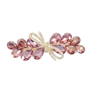 Ladies' Rhinestone Bow Hair Clip 6cm Pink Crystal Hair Clip Elegant Bow Hair Accessory A Gift for Her Lucky Crystal | Gift for Mother's Day