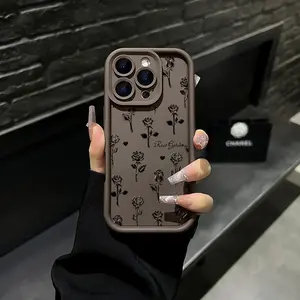 Elegant Black Rose Pattern Phone Case for iPhone 17 Pro Max/16 Pro Max/15 Pro/14/13/12/11 Series, Premium Slim Shockproof Lightweight Protective Cover