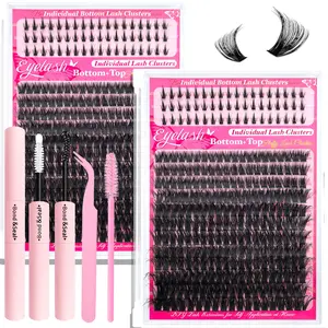 294 Pcs Individual Volume Lash Clusters 100D D Curl 10-18mm Mixed Length DIY Lash Extension Kit, Super Dense Fluffy Natural Look Reusable Eyelash Clusters for Home Daily Wedding Date Party Festival Travel