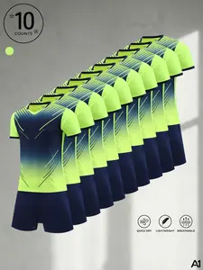 A1 Mens Soccer Football Training Uniforms Set | Quick Dry Breathable Activewear Kit | V-Neck Short Sleeve Jersey & Shorts for Outdoor Sports