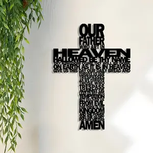 Jesus Christ & Cross Pattern Wall Art, Metal Wall Decor, Wall Hanging Decor for Home Living Room Bedroom, Room Decor, Home Decor, Religious, Letter Print Cross