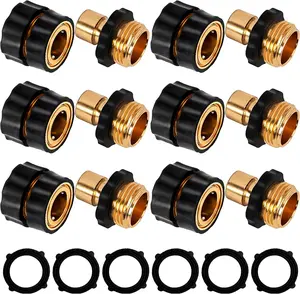 3/4 Inch Garden Hose Quick Connect, Aluminum Garden Hose Fittings, Male and Female Water Quick Release Connector (6Pack)
