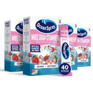 Ocean Spray White Cran-Strawberry Zero Sugar Powder Drink Mix Packets with Real Cranberry Juice Powder, 100% Vitamin C, No Synthetic Dyes, Juicy Mixes (40ct)
