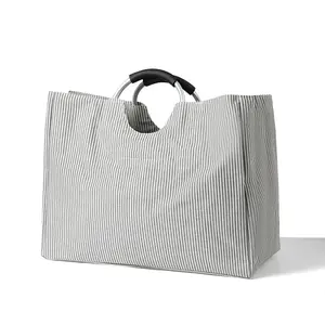 Collapsible Fabric Laundry Bag with Metal Handles