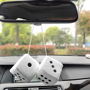 Car Mirror Hanging Dice, Automotive Interior Decor, Soft Fuzzy Plush Dice, Fluffy Car Hanging Ornament, Non-Shedding Plush Dice, Car Hanging Decoration, Car Interior Accessory, Car Interior Decorative, Boujee Car Accessories