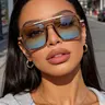 Vintage Pilot-Style Square Frame Sunglasses with Metal Thin Arms, Luxury Casual Fashion Aviator Shades, Essential Summer Trendy Sunglasses, Stylish Sunglasses