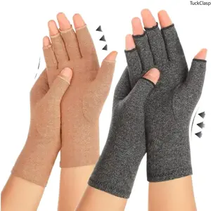 2 Pairs Arthritis Compression Gloves for Women and Men, Fingerless Design for Typing and Daily Tasks, Provides Support for Carpal Tunnel, Hand Joint and Muscle Pain Relief, Lightweight Breathable Comfortable Fit
