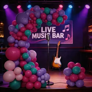 135pcs Concert Theme Balloon Set, Rose Blue Latex Balloons, Pop Music Party Decor, Single Party, Birthday Party, Fan Party Decoration