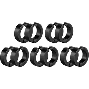 10 counts Non-Piercing Earrings Ear Clip Fake Ear Hoops for Men and Women Stainless Steel 5 Colors