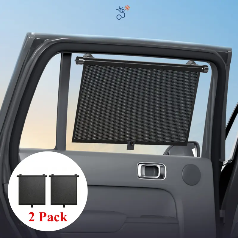 JOYTUTUS 2 Pack Car Window Shades 15"x17" PVC+Aluminum Single-Touch Sunshade for Front Windshield UV Glare Reduction & Cooling Family Travel Daily Driving Car Essentials tiktokshopspringglowup Car Sun Visor Car Privacy Curtain