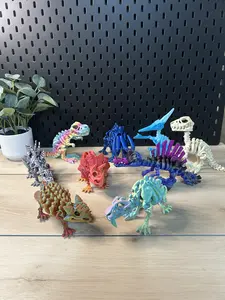 3D Printed Flexi Fossils- Articulating Dinos - 6-10 Inches, Multiple Color Variations, Unique Design, Ideal for Fossil Decor