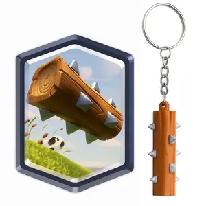 The Log - Clash Royale 3D Keychain with Spiked Design and Wooden Texture for Gamers