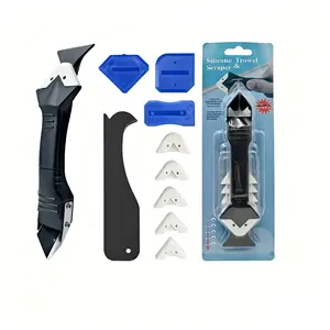 Multi-Functional 3-in-1 Silicone Grout Remover, Silicone Grout Tool, Includes a 3-Inch Grout Remover Stainless Steel Head and Grout Scraper, Suitable For Kitchen/Bathroom/Window Grout Removal