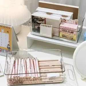Transparent Acrylic Desktop Storage Box, Long Rectangle Cosmetic Organizer, Simple Storage Box for Desk Organization