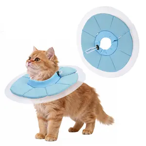 PETAXCELL Elizabethan Collar, Cat Cone Collar Pet Cones Cat Recovery Neck Donut Waterproof Adjustable Soft PVC(S,Blue) for Cats Small Dogs after Protective