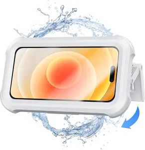 LC-dolida Shower Phone Holder Waterproof 480 Rotation Phone Stand Case Mount for Bathroom Batheub Kitchen Wall Mirro Compatible with iPhone 15 14 13 12 11 Plus Pro Max XS XR up to 6.8" Cell Phone Accessories Cellphone Smartphone Beach Mobile