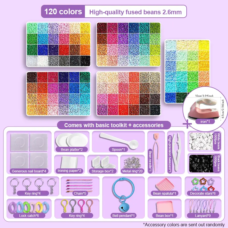 Fuse Beads Set – 24/48/72/96/120 Colors 2.6mm Fuse Beads Kit for DIY Crafts, Pixel Art, Jewelry Making, Keychains, Coasters, Ornaments & Home Decor | Includes Ironing Paper, Tweezers, Pegboards and Craft Accessories for Creative Projects