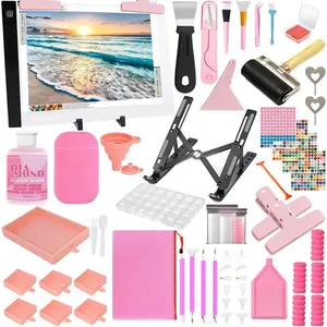 All-Inclusive  Art Accessories Kit with A4  Painting Light Pad Kit, Light Board for Painting Accessories, Bead Organizers & 5D Painting Tools Set for Full Drill & Partial Drill Art