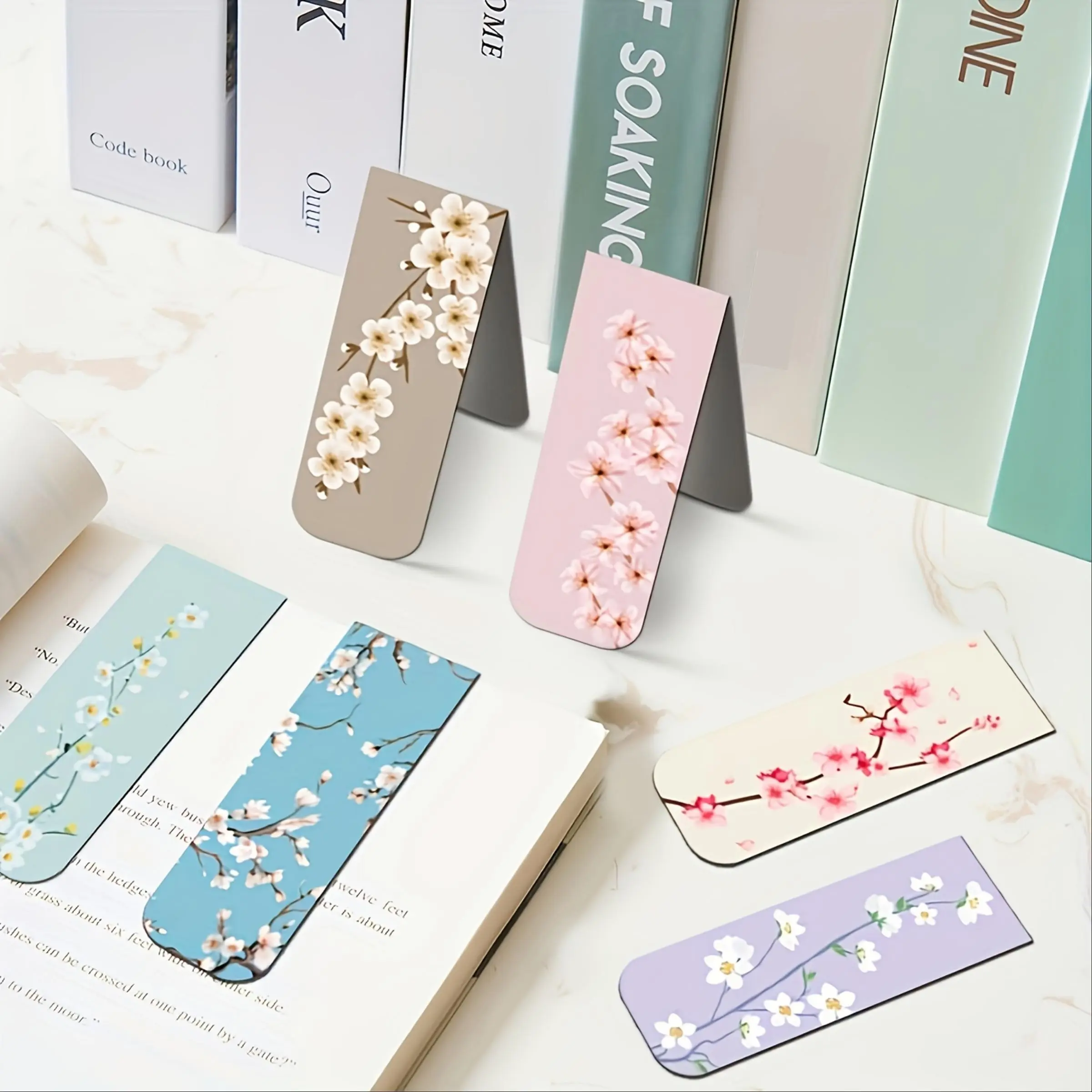 10pcs Floral Magnetic Bookmarks, Assorted Flower Designs, Strong Magnet Page Clips, Durable Paper Book Markers for Books and Planners, Book Accessories